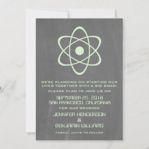 Green Atomic Chalkboard Save the Date Invite