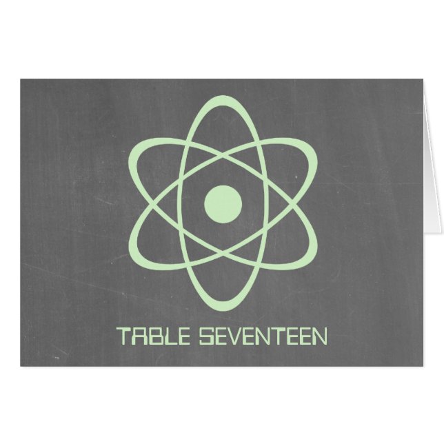 Green Atomic Chalkboard Table Number Card (Front Horizontal)