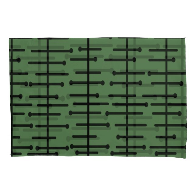 Green Atomic Lines Pillowcase (Front)