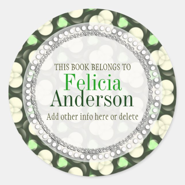 Green Atoms Pattern Gift Book label Sticker (Front)