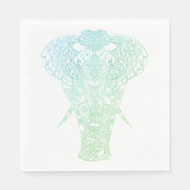 Green Aura Elephant Napkin (Front)