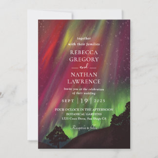 green aurora Wedding Invitation
