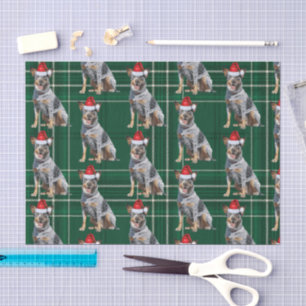 Green Australian Cattle Dog Christmas Holiday Tissue Paper
