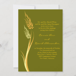 Green Autumn Wheat Wedding Invitation