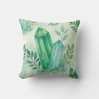 Green Aventurine and Leaves Design Accent Pillow