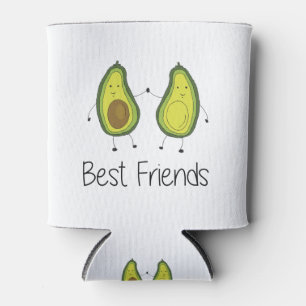 Green Avocado Cartoon Friendship Image Can Cooler