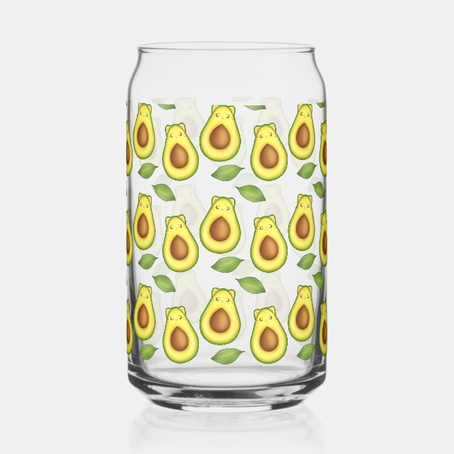 Green Avocado Cat  Can Glass (Front)