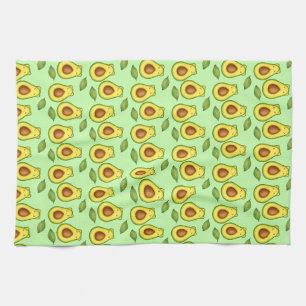 Green Avocado Cat  Tea Towel