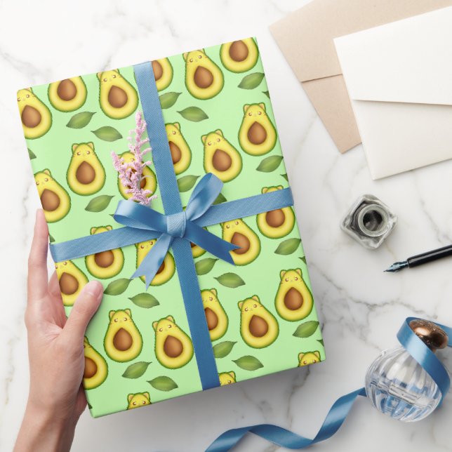 Green Avocado Cat  Wrapping Paper (Gifting)