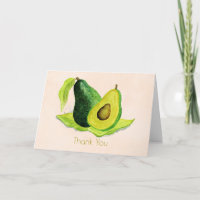 Green Avocado Fruit in Watercolors Thank You