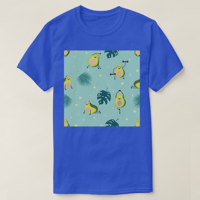 Green avocado seamless with leaf and star T-Shirt (Design Front)