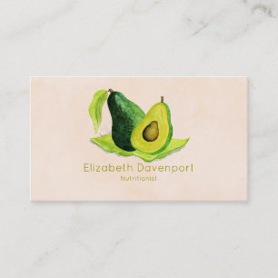 Green Avocado Still Life Fruit in Watercolors Business Card