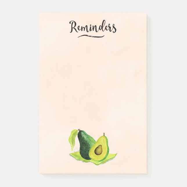 Green Avocado Still Life Fruit "Reminders" Post-it Notes (Front)