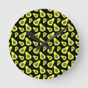 Green Avocados Vegetable Lover Veggie Healthy Food Round Clock