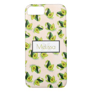 Green Avocados Watercolor Pattern with Monogram iPhone 8/7 Case