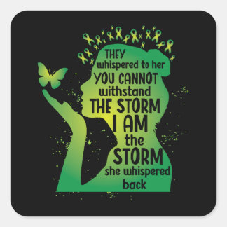 Green Awareness Butterfly Mental Health Square Sticker