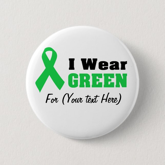 Green Awareness Ribbon 6 Cm Round Badge (Front)