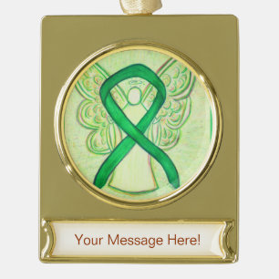 Green Awareness Ribbon Angel Art Custom Ornament