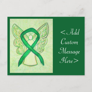 Green Awareness Ribbon Angel Custom Postcard
