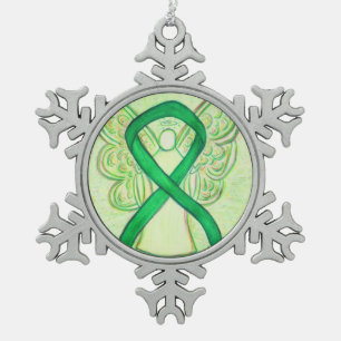 Green Awareness Ribbon Angel Customised Ornament