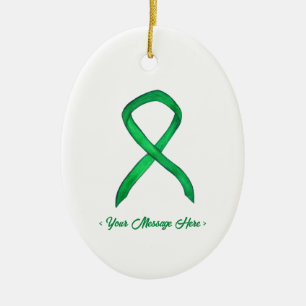 Green Awareness Ribbon Art Custom Pendant Ornament