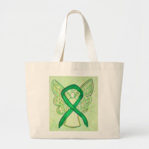 Green Awareness Ribbon Art Custom Tote Bag