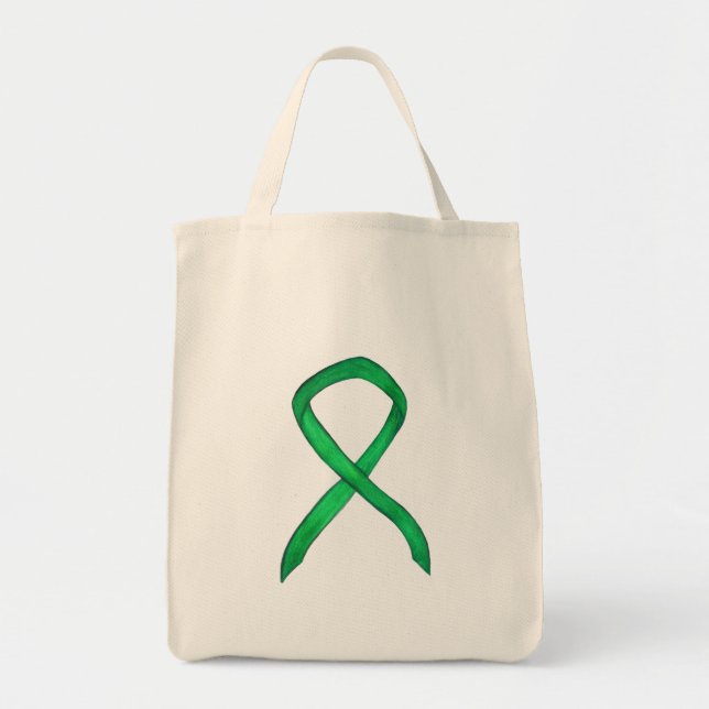 Green Awareness Ribbon Art Custom Tote Bag (Front)