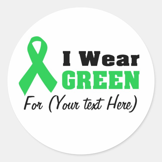 Green Awareness Ribbon Classic Round Sticker (Front)