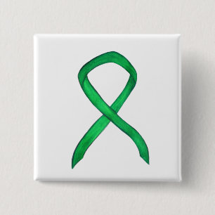 Green Awareness Ribbon Custom Art Pins