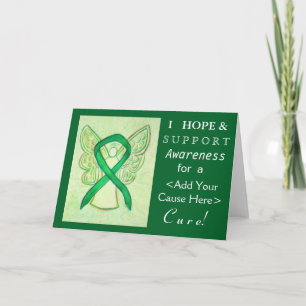 Green Awareness Ribbon Custom Cause Angel Cards