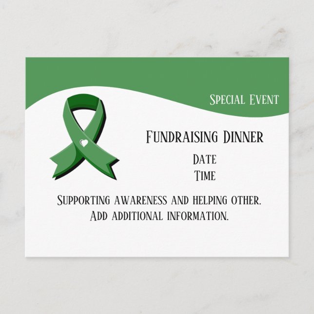 Green Awareness Ribbon Event Postcard (Front)