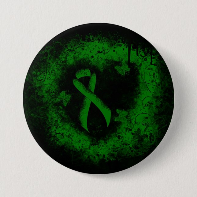 Green Awareness Ribbon Grunge 7.5 Cm Round Badge (Front)