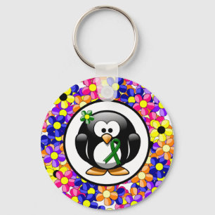 Green Awareness Ribbon Penguin Key Ring