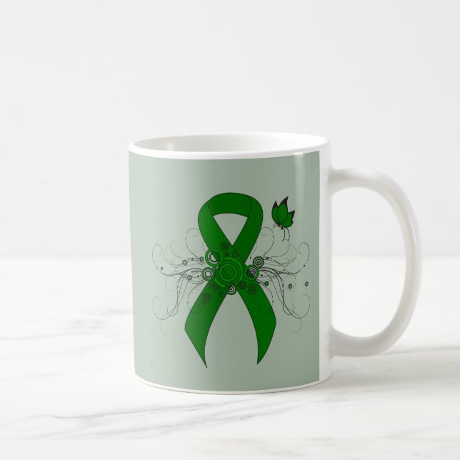 Green Awareness Ribbon with Butterfly Coffee Mug (Right)