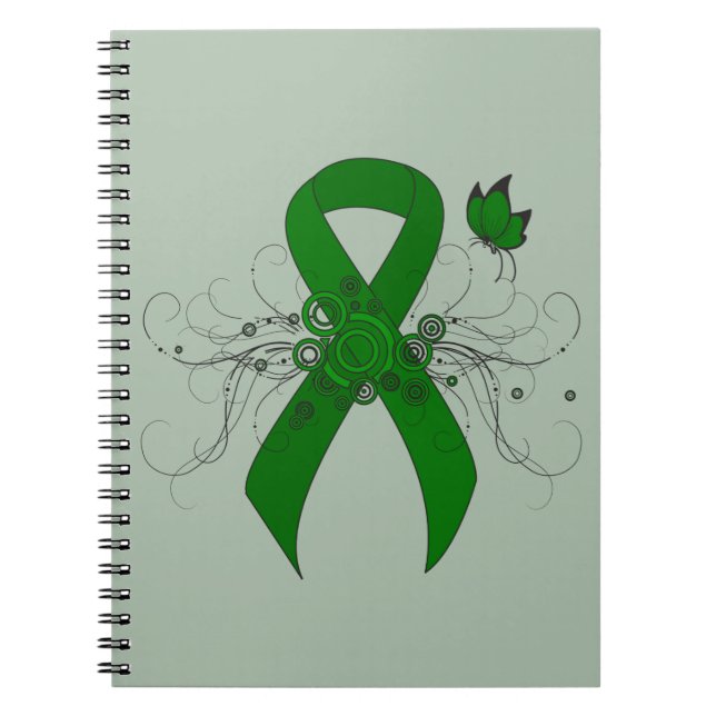 Green Awareness Ribbon with Butterfly Notebook (Front)