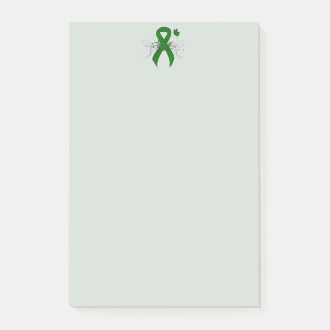 Green Awareness Ribbon with Butterfly Post-it Notes (Front)