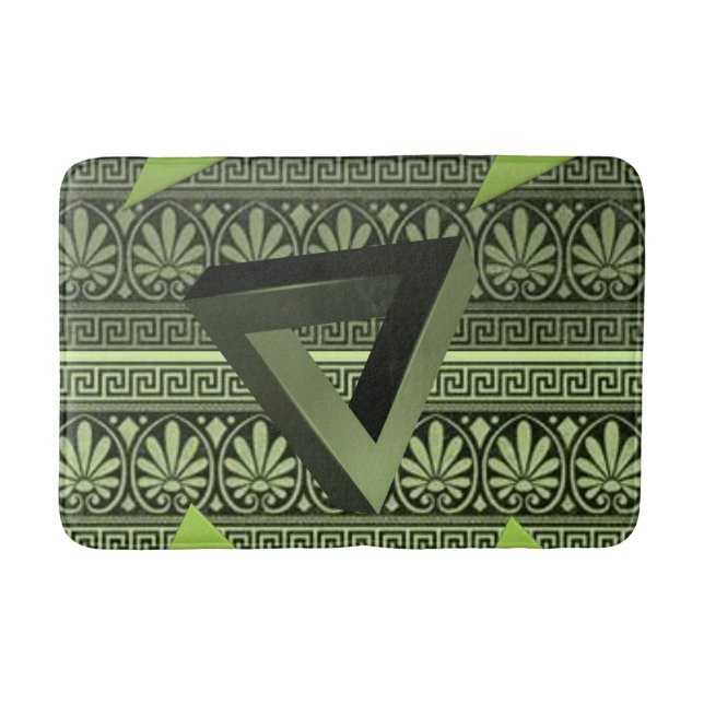 green aztec bathroom bathmat (Front)