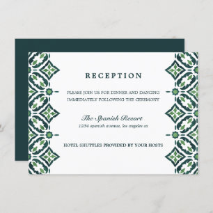 Green Azulejo Spanish Tile wedding Reception Invitation