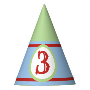 Green Baby Blue Red Custom Number Party Hat