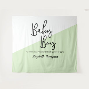 Green Baby Boy Backdrop Welcome sign Baby Shower Tapestry