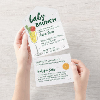 Green Baby Brunch Invitation - Tear Off for Books