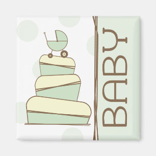 Green Baby Carriage Cake  Magnet