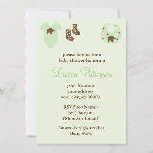 Green Baby Clothes Neutral Baby Shower Invitation