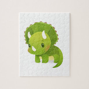 green baby cute dinosaur cartoon jigsaw puzzle