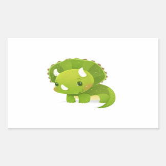 green baby cute dinosaur cartoon rectangular sticker