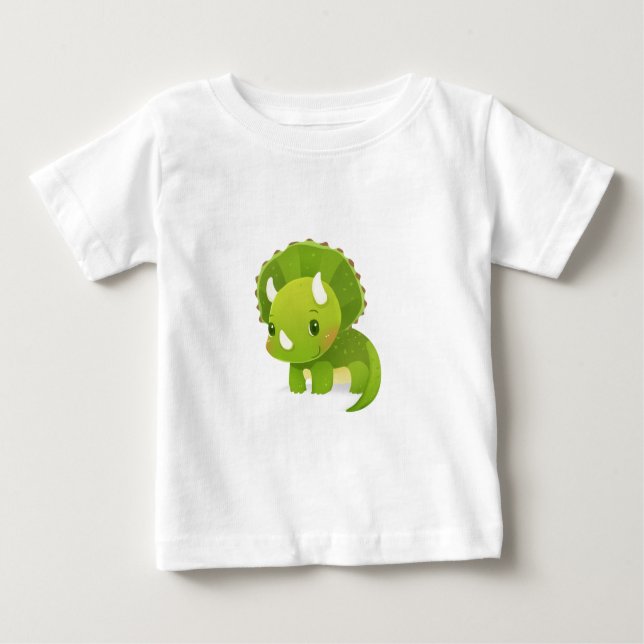green baby cute dinosaur cartoon T-Shirt (Front)
