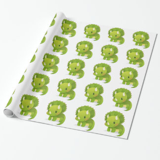 green baby cute dinosaur cartoon wrapping paper