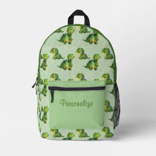 Green Baby Dinosaurs with Custom Name Printed Backpack