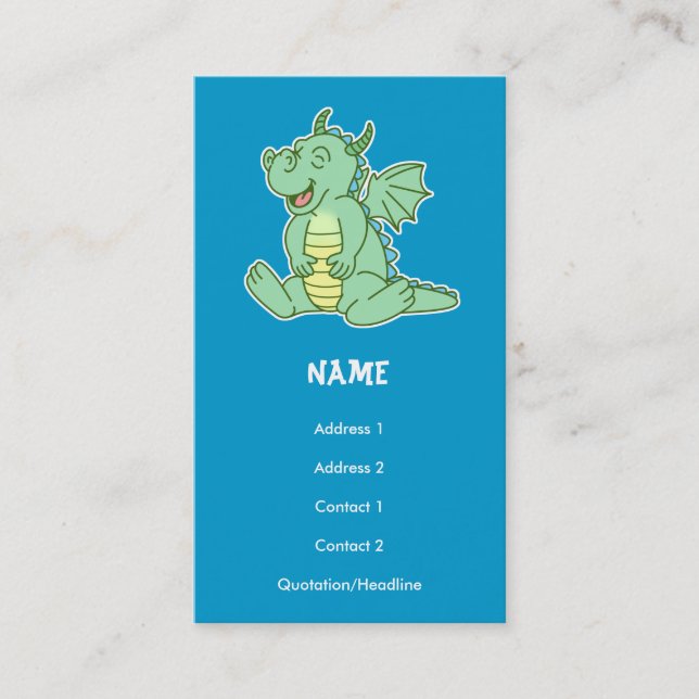 Green Baby Dragon Play Date/Business Card (Front)