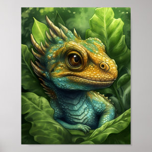 Green Baby Dragon Poster